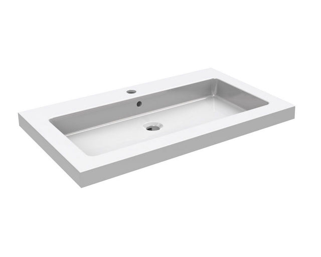 Kera wastafel enkel met 1 kraangat 60x46x5 cm keramiek glans wit