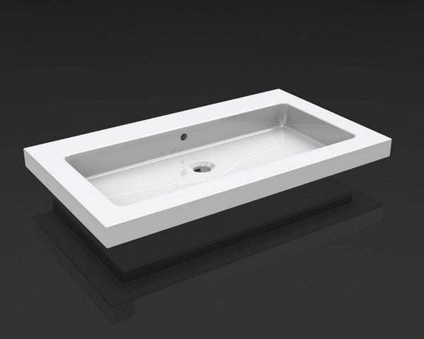 Lavabo Kera simple sans trou de robinet 80x46x5 cm céramique brillant blanc