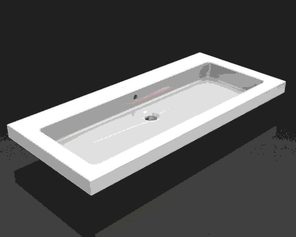 Lavabo Kera simple sans trou de robinet 100x46x5 cm céramique brillant blanc