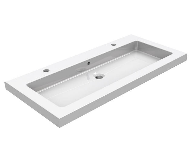 Wiesbaden Kera meubelwastafel 100 x 46 x 5 cm – met twee kraangaten, glans wit
