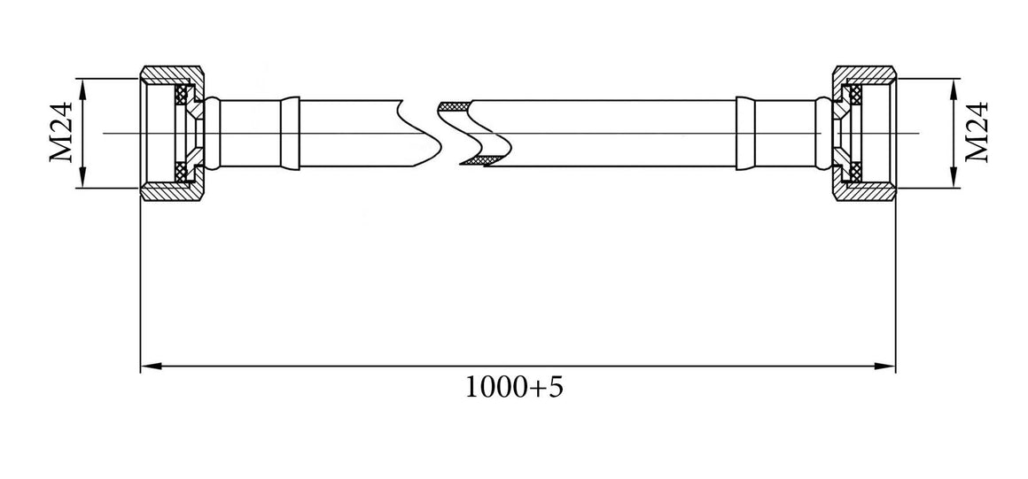 Riko gasslangset Gastec 100 cm - technische tekening