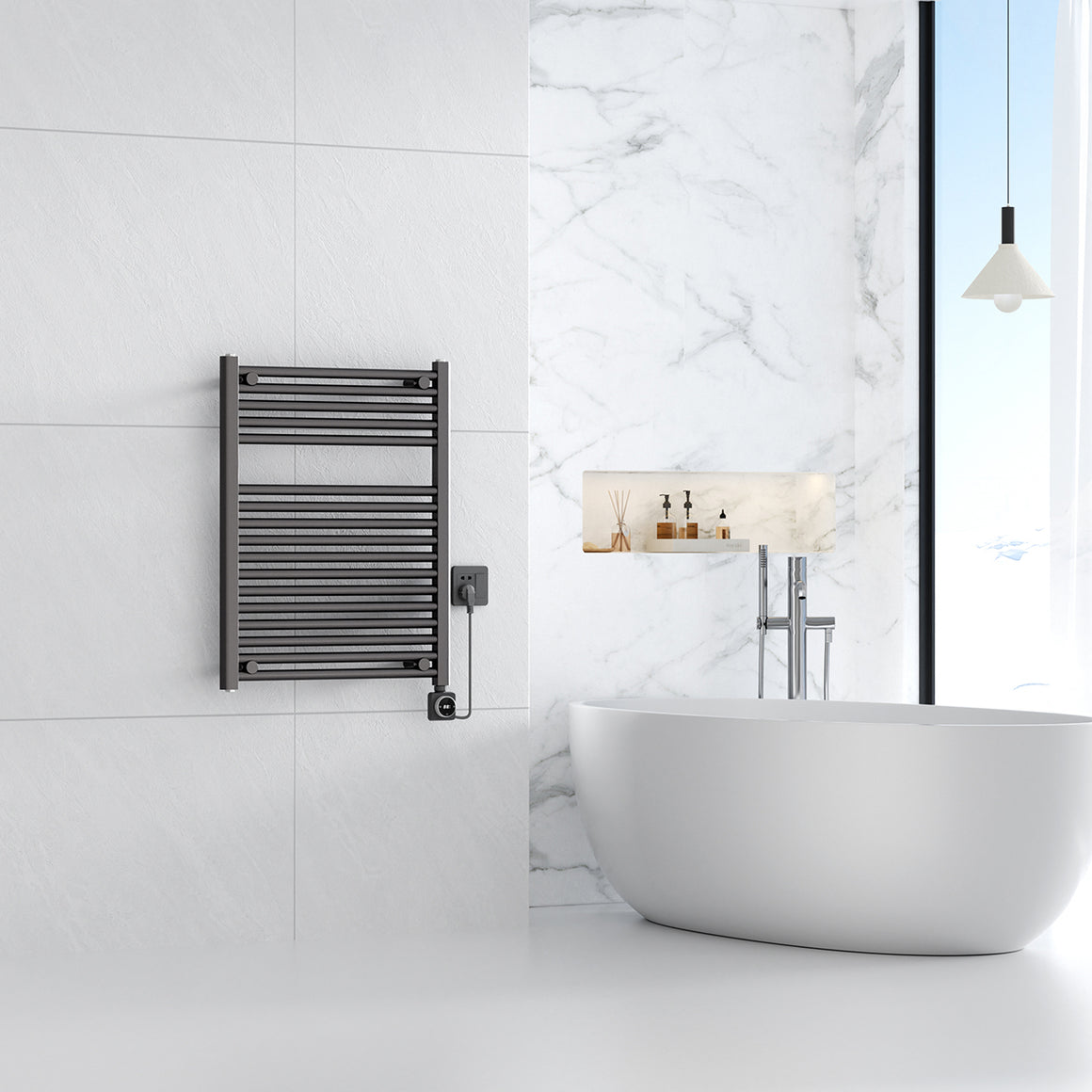 Wiesbaden Elara elektrische radiator Smart WiFi PVD 76,6 x 60 cm / gunmetal - detailfoto