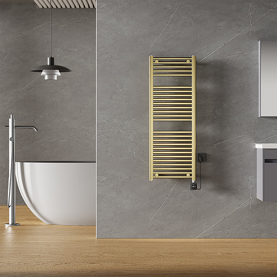 Wiesbaden Elara elektrische radiator Smart WiFi PVD 118,5 x 45 cm / geborsteld messing - detailfoto