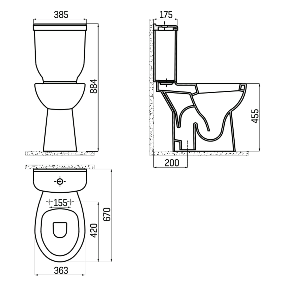 Creavit hoog staande wc compleet – met bidet – S-trap
