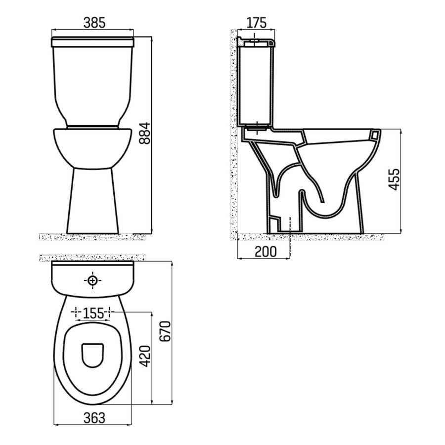 Creavit hoog staande wc compleet – met bidet – S-trap
