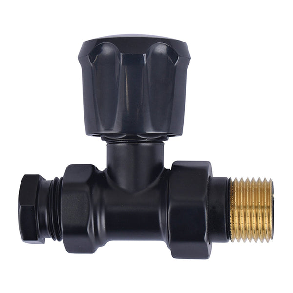 Riko Radiator - ventiel+adaptor 15 mm 1/2 recht vernikkeld mat - zwart