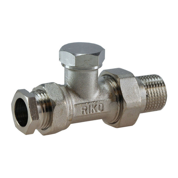 Riko regeltee met adaptor 15 mm 1/2" recht vernikkeld