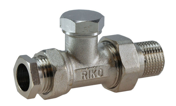 Riko regeltee met adaptor 15 mm 1/2" recht vernikkeld