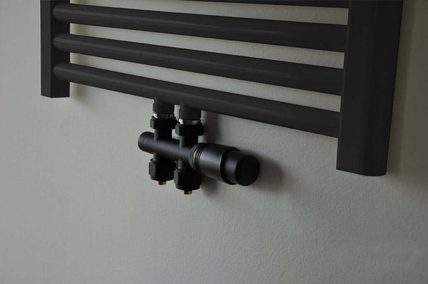 Radiateur Onderblok Wiesbaden Recht Mat Zwart (Voor Middenaansluiting)