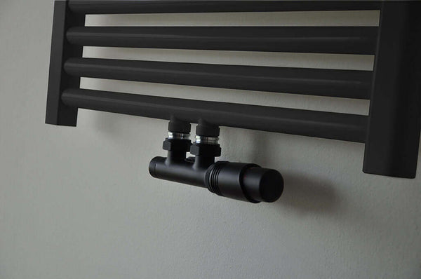 Radiateur Onderblok Rechts Wiesbaden in Mat Zwart (Voor Middenaansluiting)