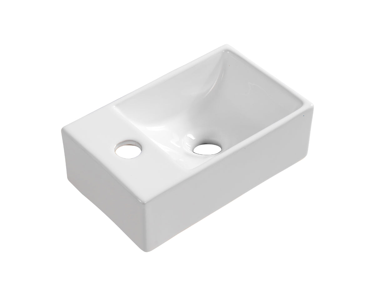 ALONI FONTEIN - ZONDER OVERLOOP - KRAANGAT LINKS - KERAMIEK - 30,5X10,5X19CM - GLANZEND WIT