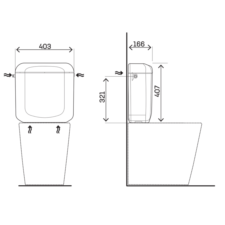 Aloni Saforo toiletreservoir – dubbele spoeling 3/6 L – waterbesparend – kunststof