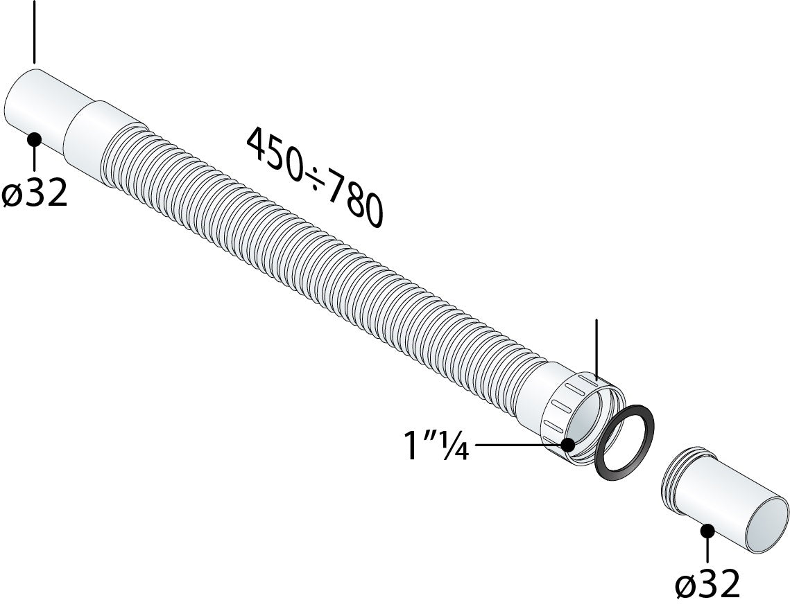 Riko Moduloflex flexibele buis 5/4" x 32 mm - technische tekening
