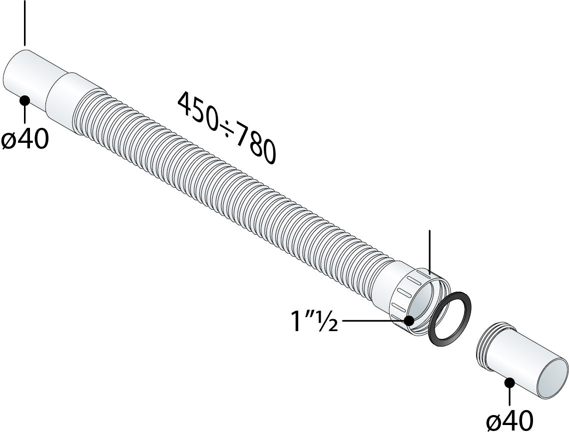 Riko Moduloflex flexibele buis 6/4" x 40 mm - technische tekening