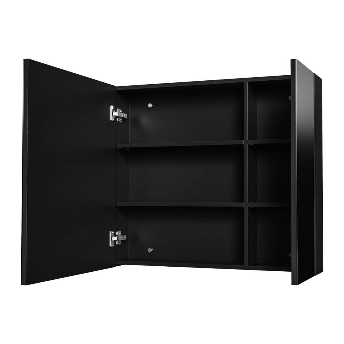 Aloni Hayat spiegelkast – 2 asymmetrische enkelzijdige spiegeldeuren – Mat zwart 80x70x15 cm #kleur_mat-zwart