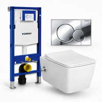 Complete toiletset Geberit UP320 met VitrA Metropole bidet-hangtoilet en Sigma01 drukplaat glans chroom