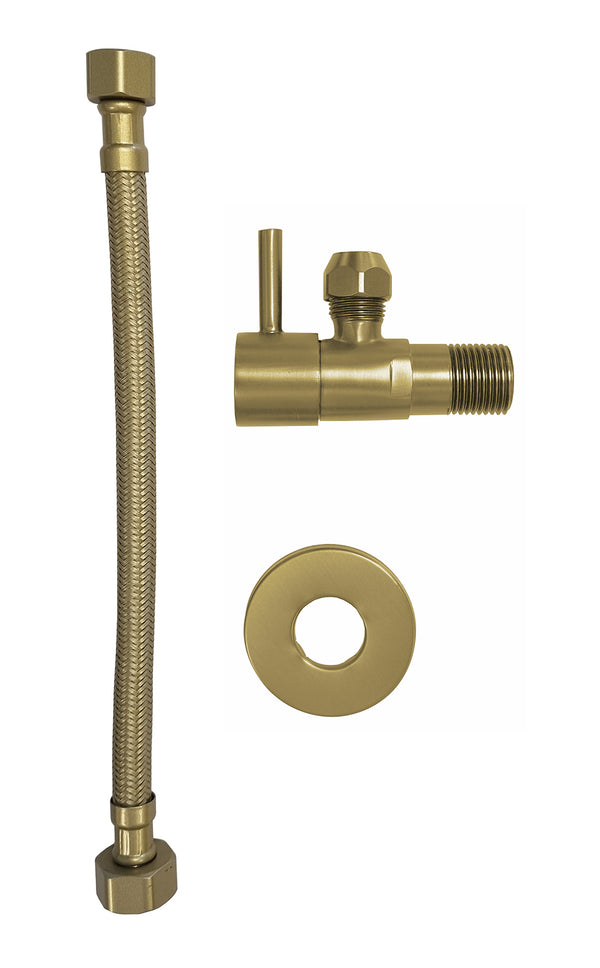 Eckventil Minimal 1/2"x3/8" mit flexiblem Anschluss-Schlauch 1/2"x3/8" 25 cm gebürstetes Messing