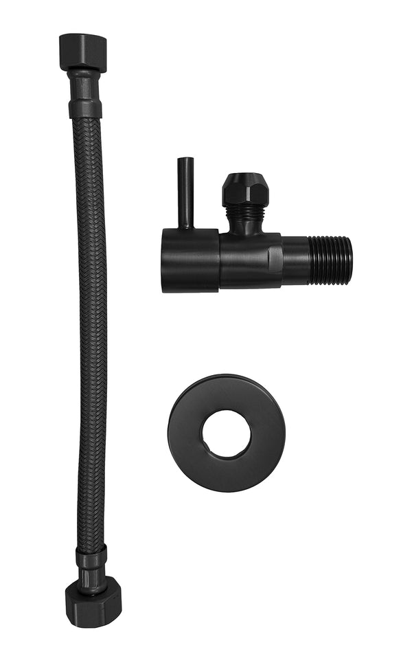 Minimal Eckventil 1/2"x3/8" mit flexiblem Anschlussschlauch Nylon 1/2"x3/8" 30 cm mattschwarz
