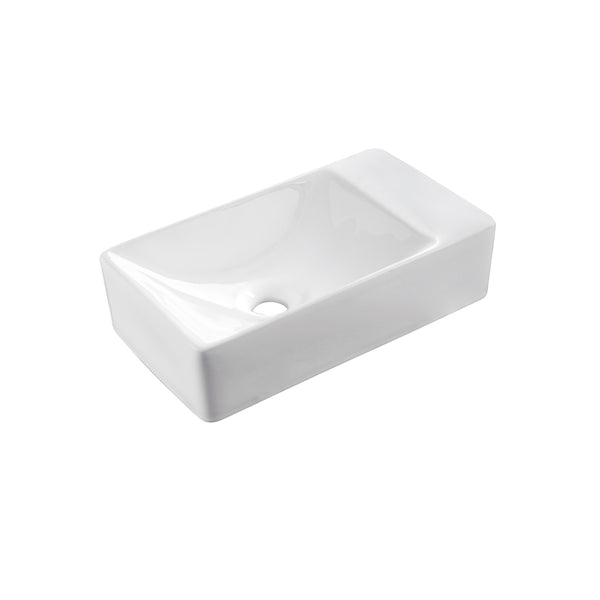 Aloni Sensi Fontein - Rechts - zonder Overloop - zonder Kraangat - Keramiek - 38 × 10 × 22 cm - Glanzend Wit