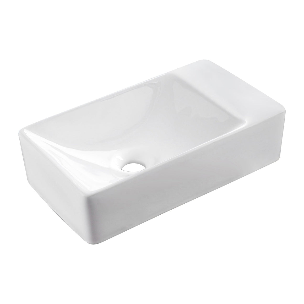 Aloni Sensi Fontein - Rechts - zonder Overloop - zonder Kraangat - Keramiek - 38X10X22CM - Glanzend WIT