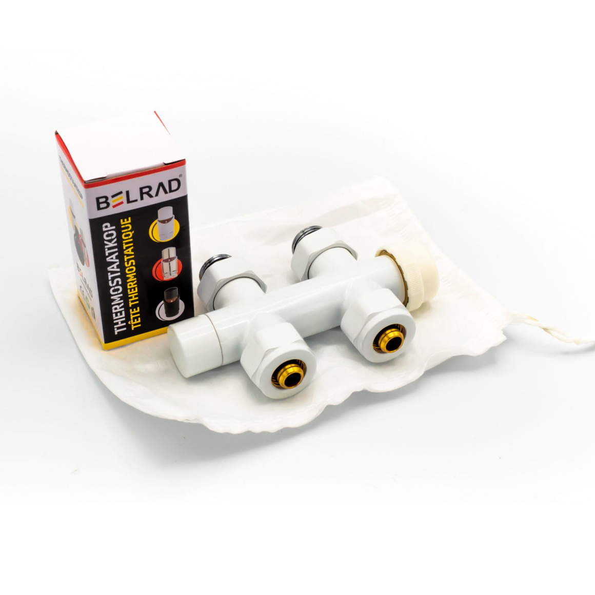 Belrad BLR313 radiatorkraan wit detail