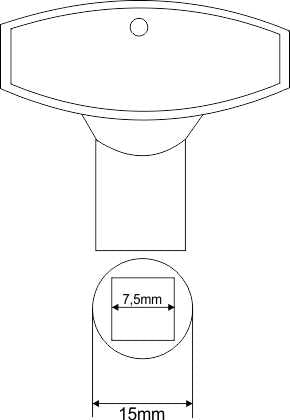 Riko bedieningssleutel gevelkraan - technische tekening