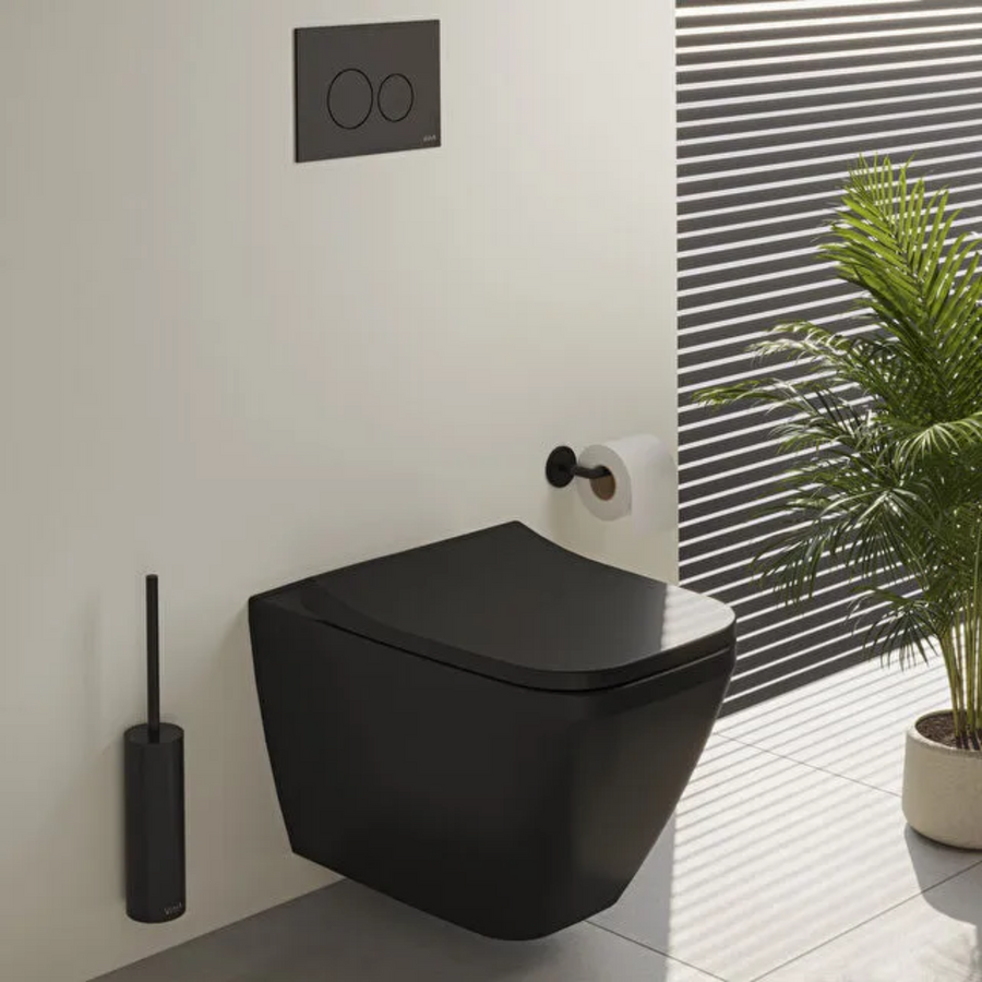 VitrA Integra Square Hangtoilet Mat Zwart (incl. Toiletbril)