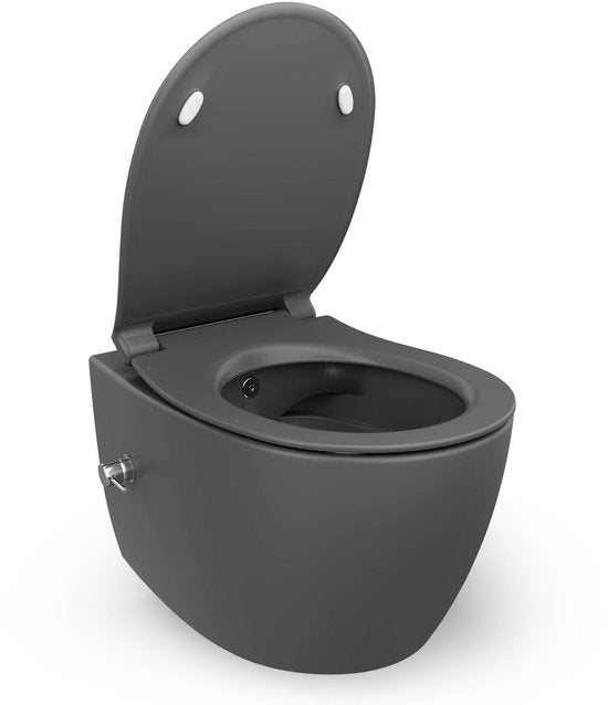 Isvea Sentimenti Neo hangtoilet met bidet antraciet productfoto open bril #variant_57406644388164