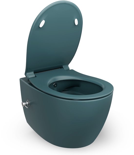 Isvea Sentimenti Neo hangtoilet met bidet petrolgroen productfoto open bril #variant_57406644486468