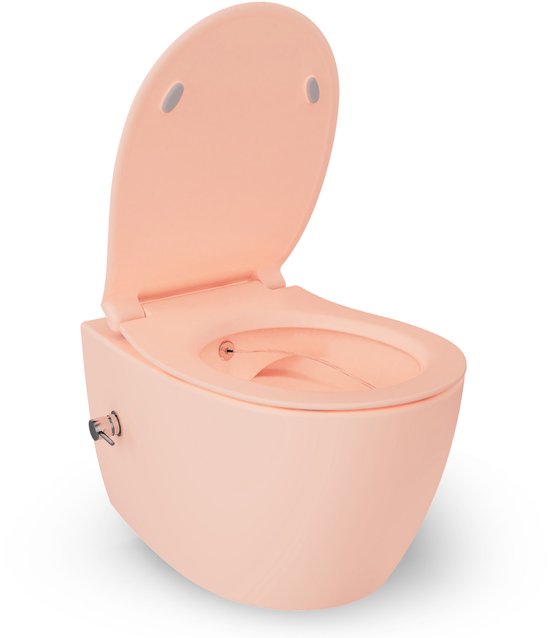 Isvea Sentimenti Neo hangtoilet met bidet zalmkleur productfoto open bril #variant_57406644552004