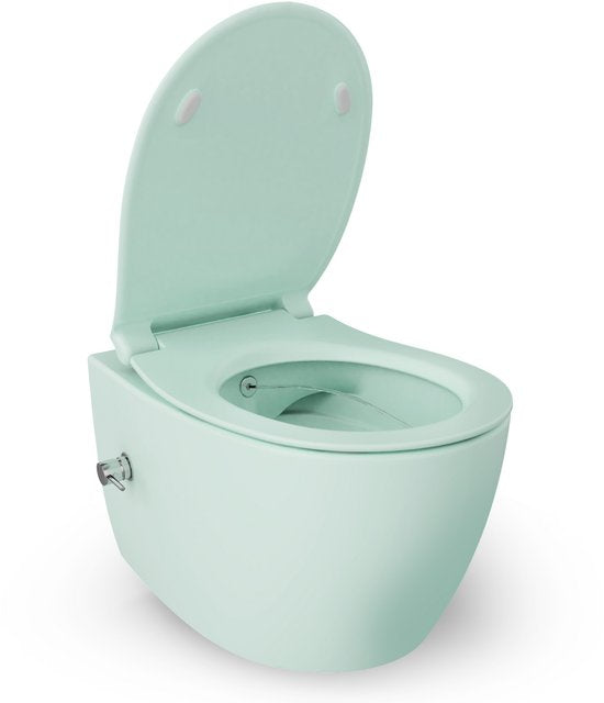Isvea Sentimenti Neo hangtoilet met bidet muntgroen productfoto open bril #variant_57406644584772