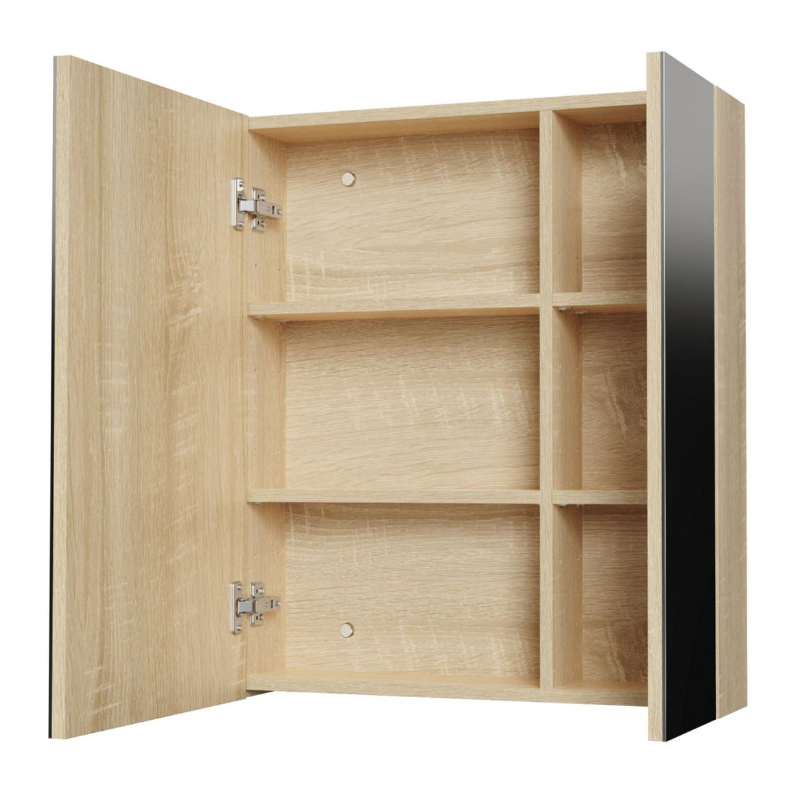 Aloni Hayat spiegelkast – 2 asymmetrische enkelzijdige spiegeldeuren – Eik 60x70x15 cm #kleur_eik