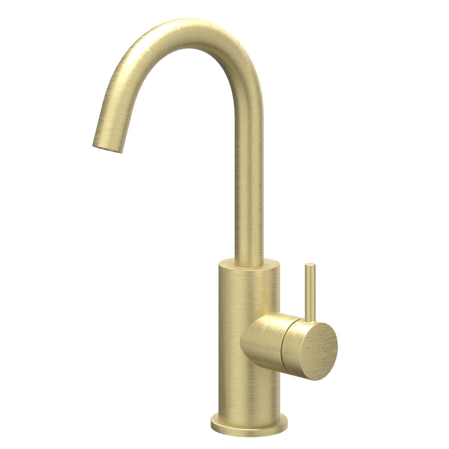 IVY Eenhendel wastafelmengkraan opbouw met draaibare uitloop, coldstart, Gebr. mat goud PVD - productfoto - SKU 6100254