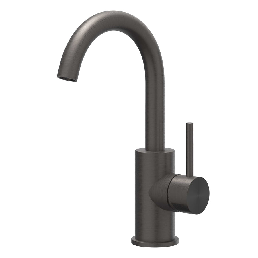 IVY Eenhendel wastafelmengkraan opbouw met draaibare uitloop, coldstart, RVS316 gebr. carbon black PVD - productfoto - SKU 6100264