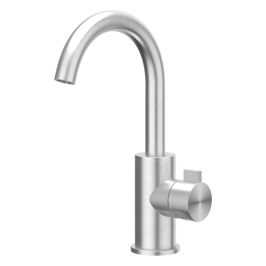 IVY Eenhendel wastafelmengkraan opbouw met draaibare uitloop, coldstart, RVS316 geborsteld - productfoto - SKU 6100271