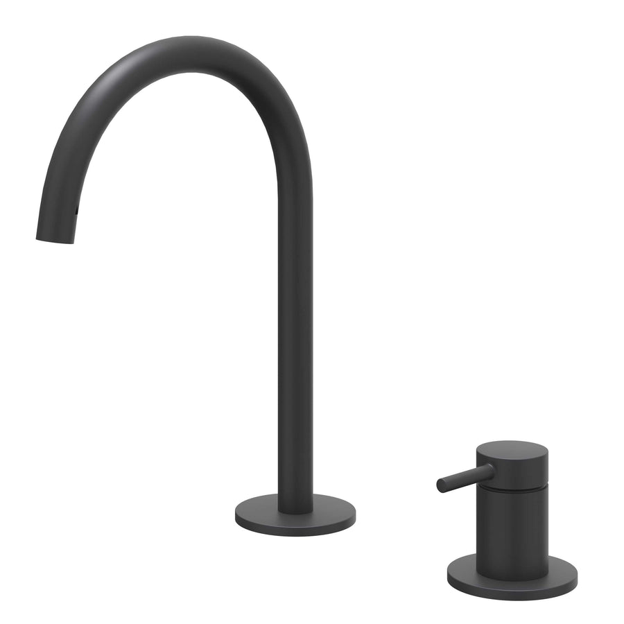 IVY Eenhendel wastafelmengkraan 2-gats bladmontage met uitloop, coldstart, Mat zwart PED - productfoto - SKU 6100302