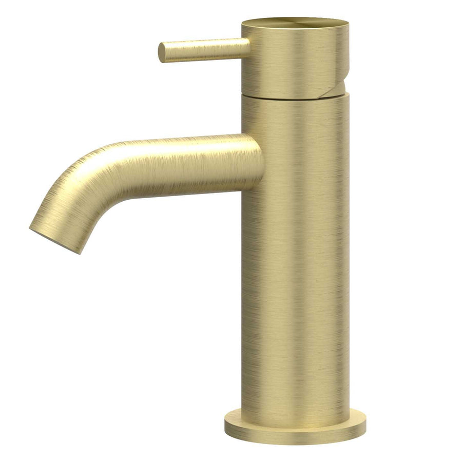 IVY Eenhendel wastafelmengkraan opbouw model S, coldstart, RVS316 gebr. mat goud PVD - productfoto - SKU 6100382