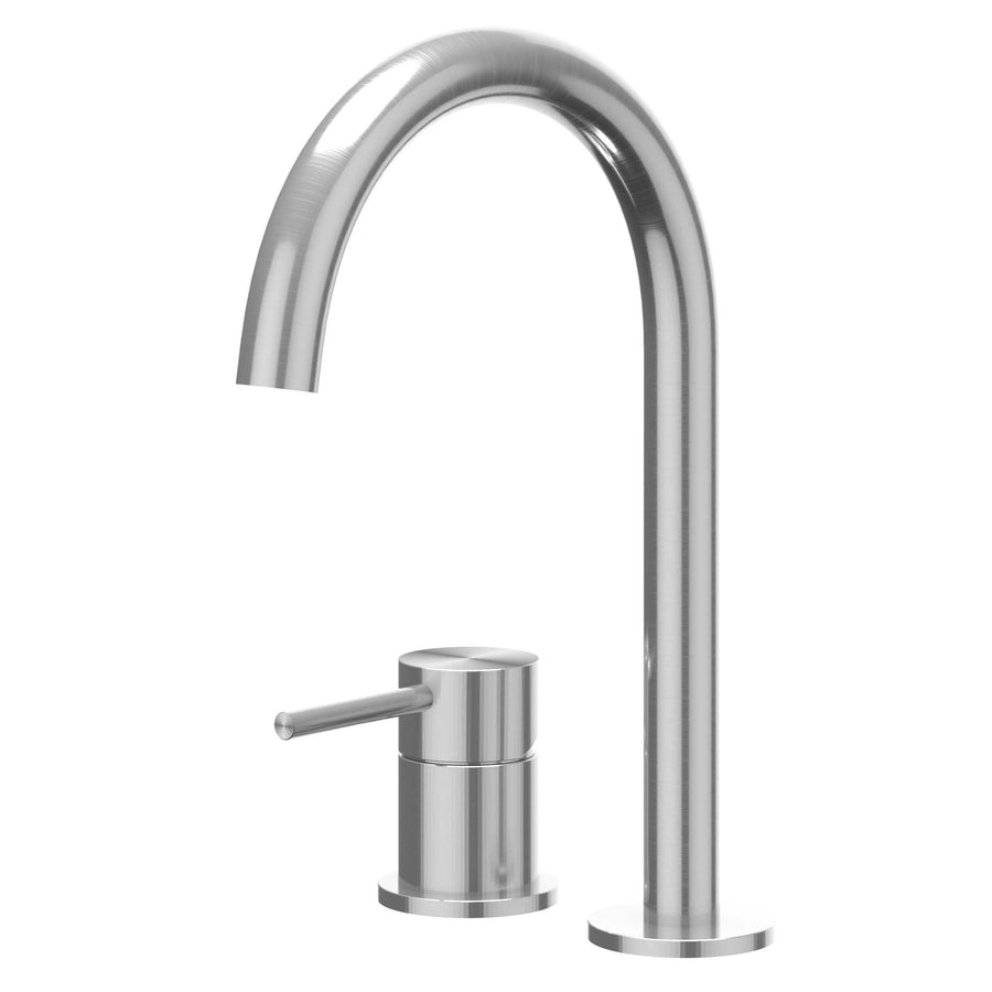IVY Eenhendel wastafelmengkraan 2-gats bladmontage met uitloop, coldstart, RVS316 geborsteld - productfoto - SKU 6100501