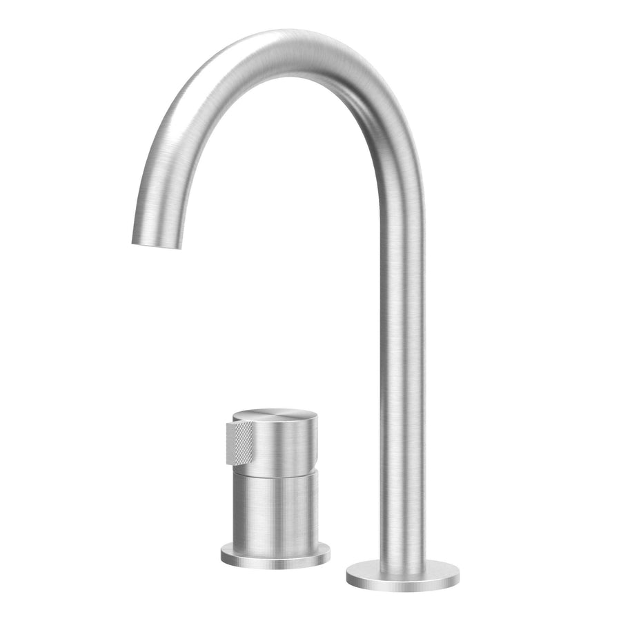 IVY Eenhendel wastafelmengkraan 2-gats bladmontage met uitloop, coldstart, RVS316 geborsteld - productfoto - SKU 6100511