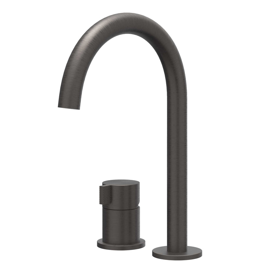 IVY Eenhendel wastafelmengkraan 2-gats bladmontage met uitloop, coldstart, RVS316 gebr. carbon black PVD - productfoto - SKU 6100514