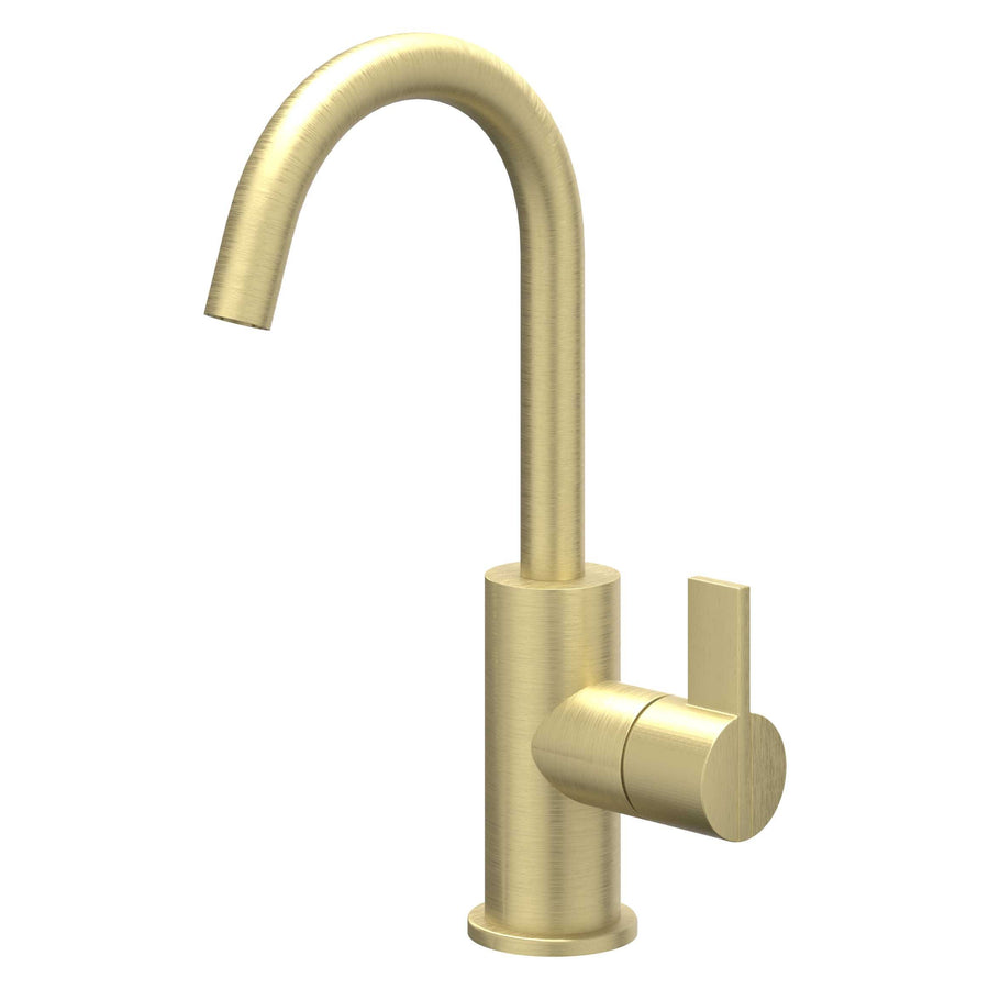 IVY Eenhendel wastafelmengkraan opbouw met draaibare uitloop, coldstart, Gebr. mat goud PVD - productfoto - SKU 6101204