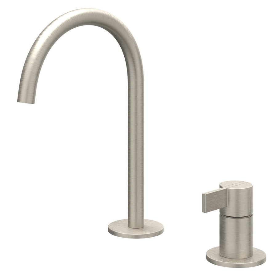 IVY Eenhendel wastafelmengkraan 2-gats bladmontage met uitloop, coldstart, Gebr. nickel PVD - productfoto - SKU 6101303