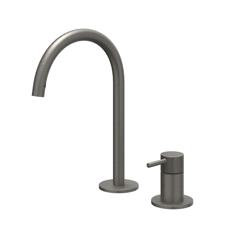 IVY Eenhendel wastafelmengkraan 2-gats bladmontage met uitloop, coldstart – Gebr. metal black PVD