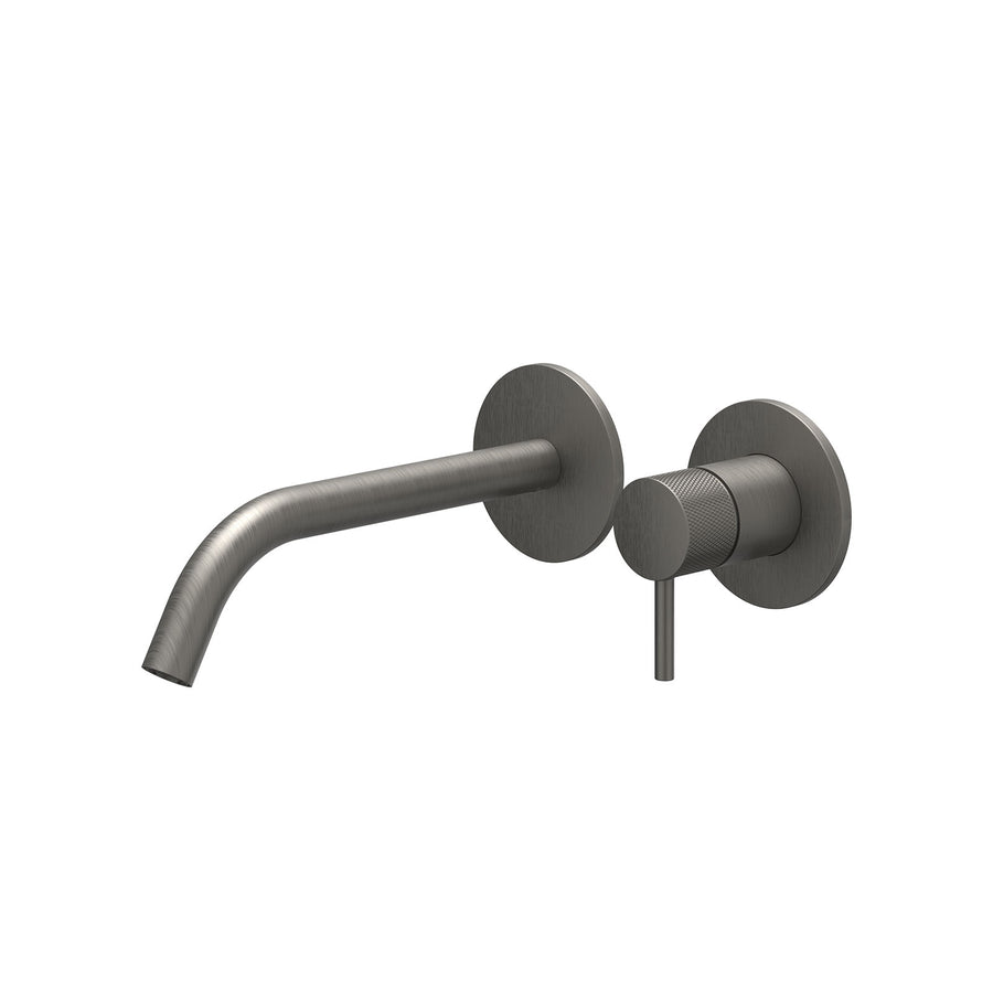 IVY Eenhendel wastafelmengkraan afbouwdeel 2-gats wandmontage met gebogen uitloop, coldstart – Gebr. metal black PVD