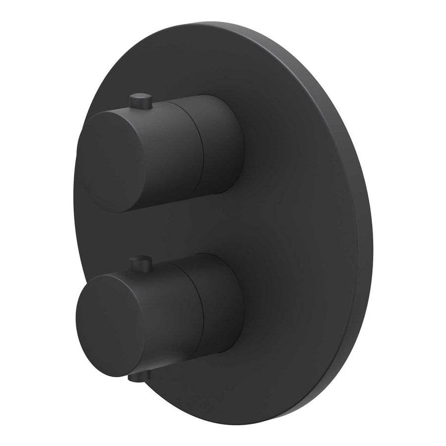 IVY Afbouwdeel inbouwthermostaat met 2-weg stop-omstel met rond rozet, Mat zwart PED - productfoto - SKU 6201152