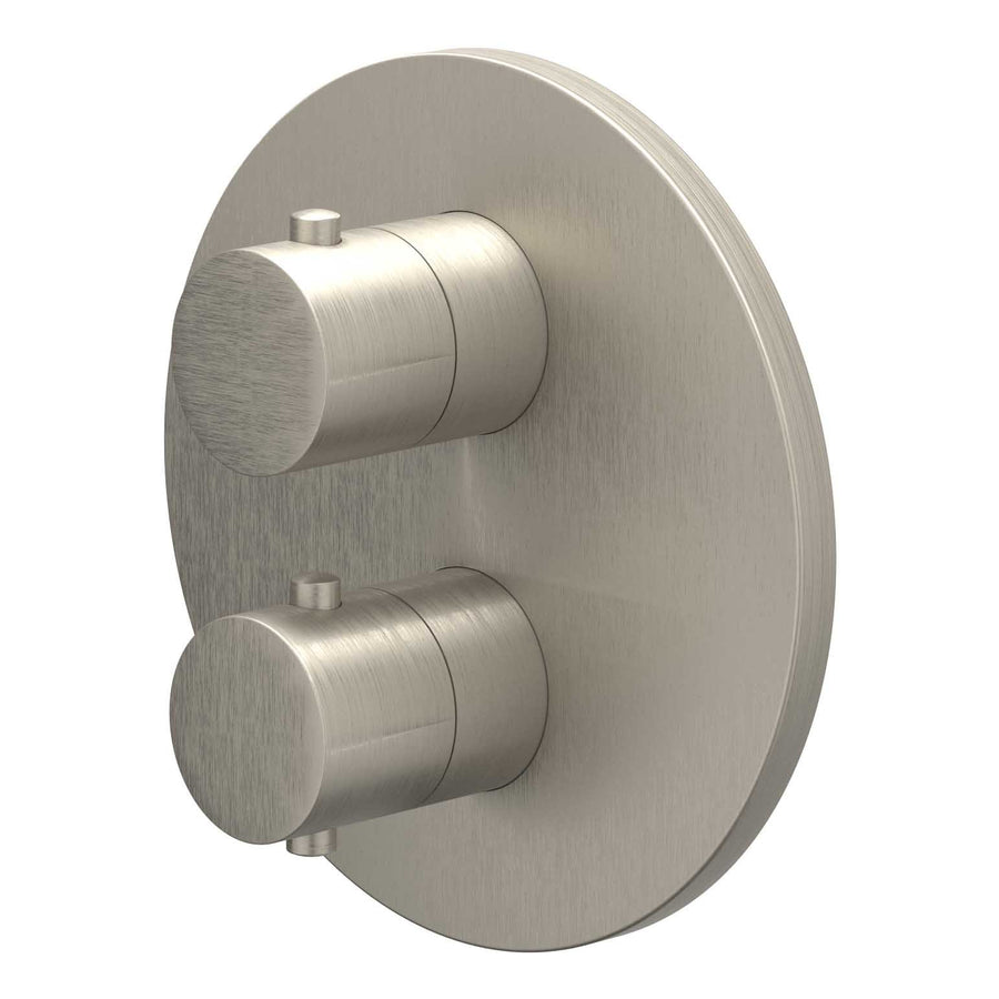 IVY Afbouwdeel inbouwthermostaat met 2-weg stop-omstel met rond rozet, Gebr. nickel PVD - productfoto - SKU 6201153