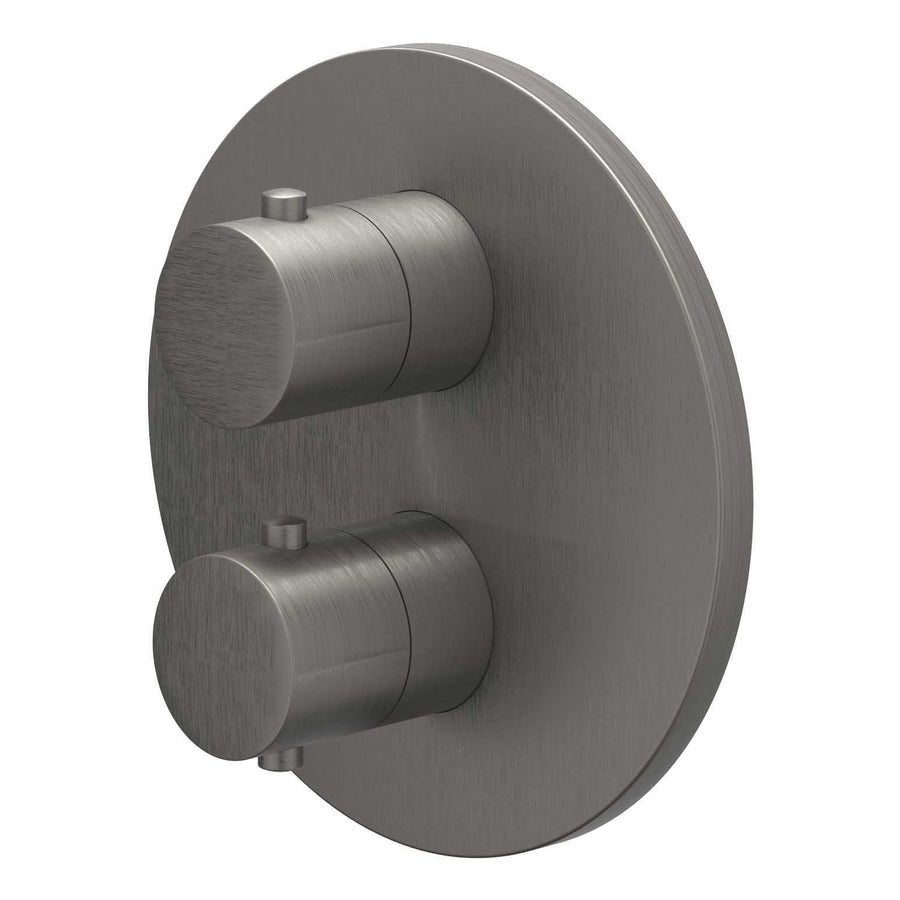IVY Afbouwdeel inbouwthermostaat met 2-weg stop-omstel met rond rozet – Gebr. metal black PVD