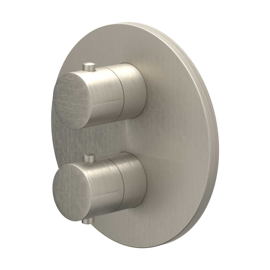 IVY Afbouwdeel inbouwthermostaat met 3-weg stop-omstel met rond rozet, Gebr. nickel PVD - productfoto - SKU 6201203