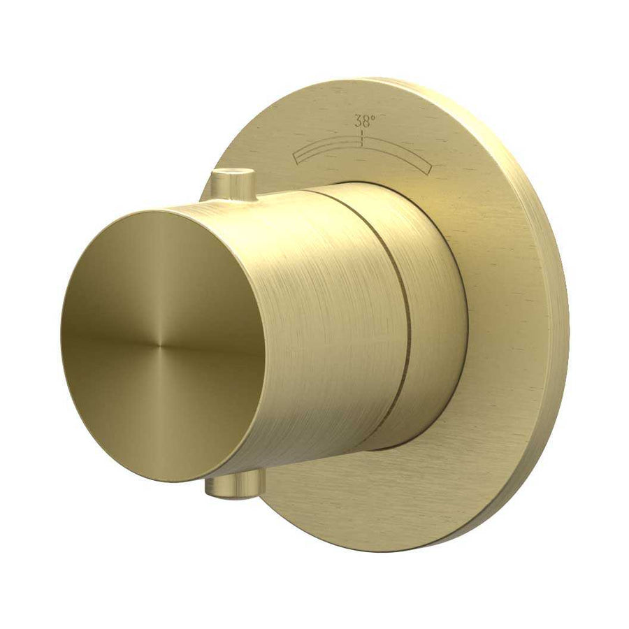 IVY Afbouwdeel inbouwthermostaat symmetry met rond rozet – RVS316 gebr. mat goud PVD