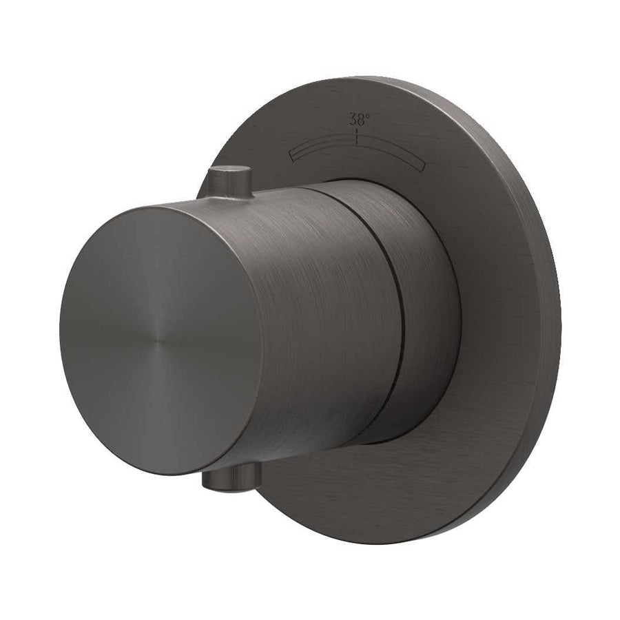 IVY Afbouwdeel inbouwthermostaat symmetry met rond rozet – RVS316 gebr. carbon black PVD